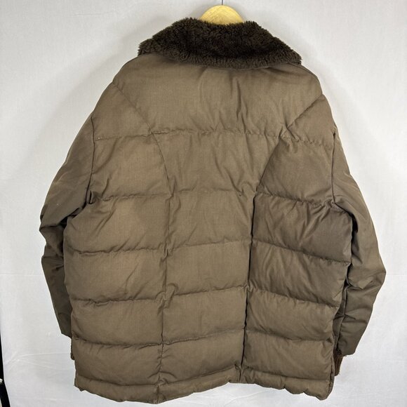 Vintage Walls Down Western Wear Brown Puffer Jacket Faux Fur Collar XL - Picture 3 of 8